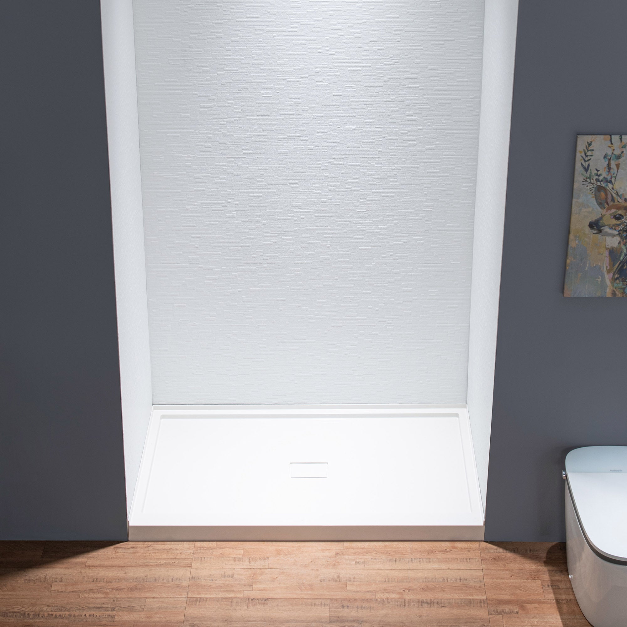 WOODBRIDGE 60" W x 75" H 3-Piece Premium Composite Tile-Design Tub and Shower Wall Panel Surround Kit in Matte White, Quick Install and Trimmable, 1/8" (3mm) Thick.