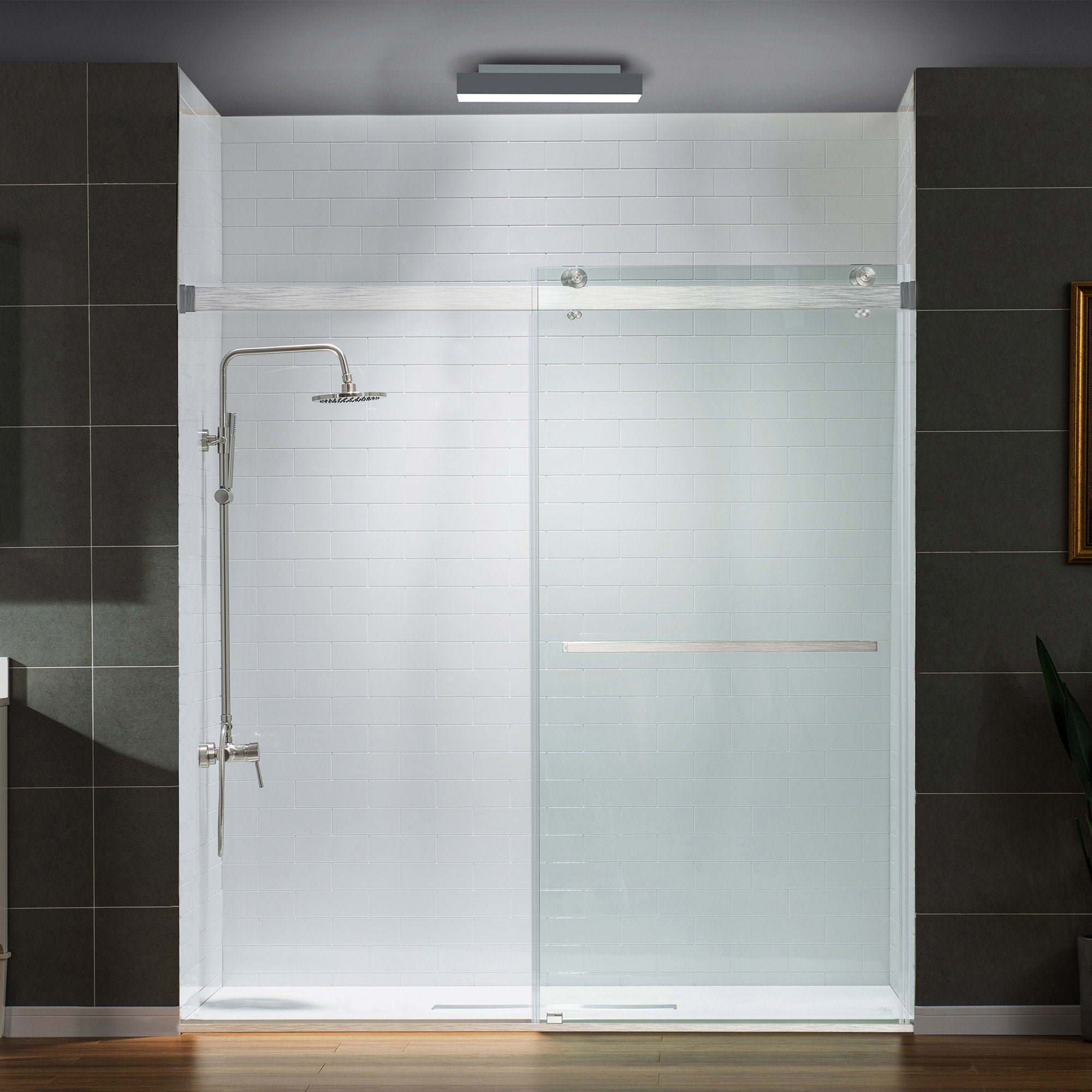 WOODBRIDGE Frameless Tub Doors 66-72" Width x 76" Height with 5/16"(8mm) Clear Tempered Glass, 2 Ways Opening & Double Sliding