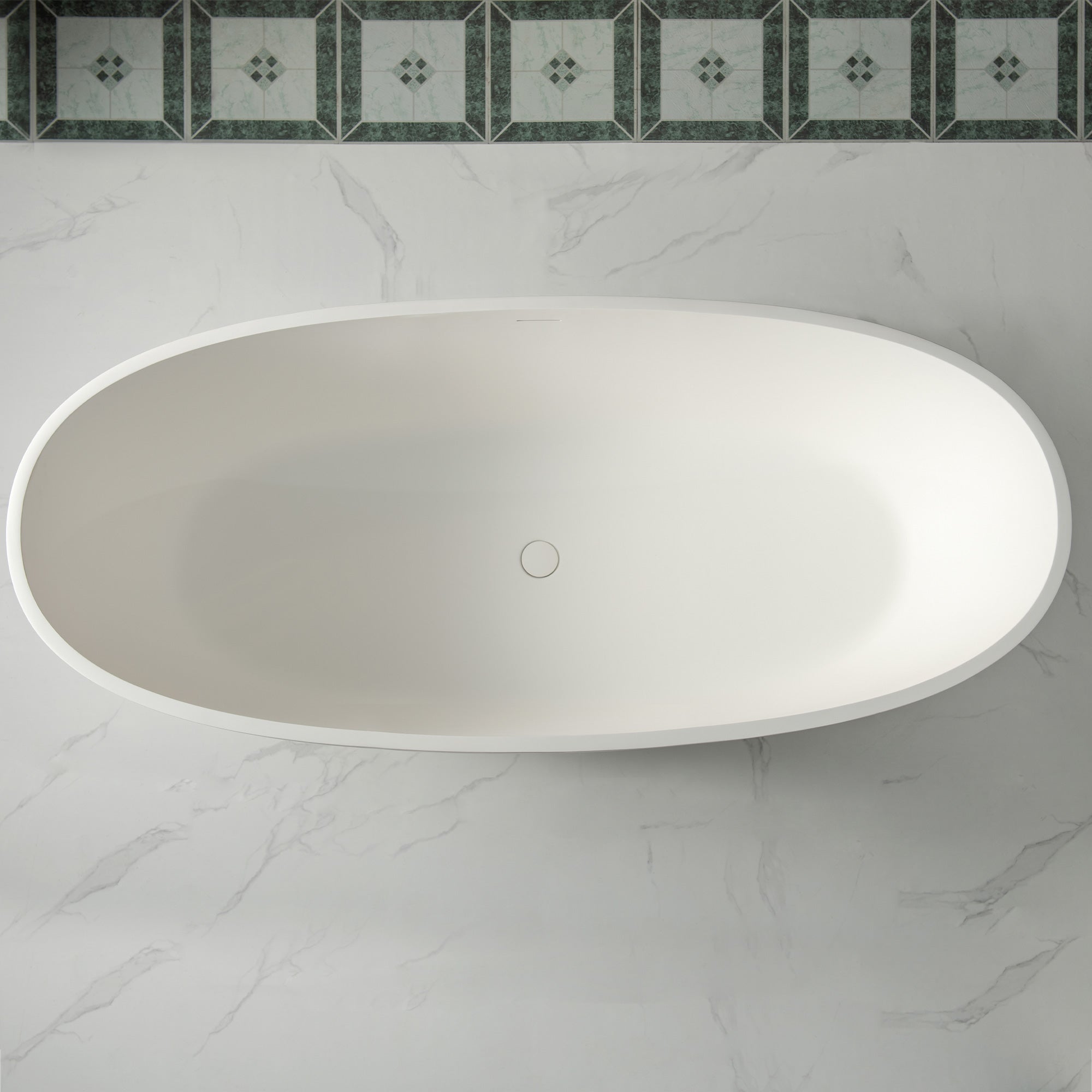 WOODBRIDGE 71"L x 31-1/2" W Luxury Contemporary Solid Surface Stone Resin Freestanding Bathtub in Matte White, MST0805
