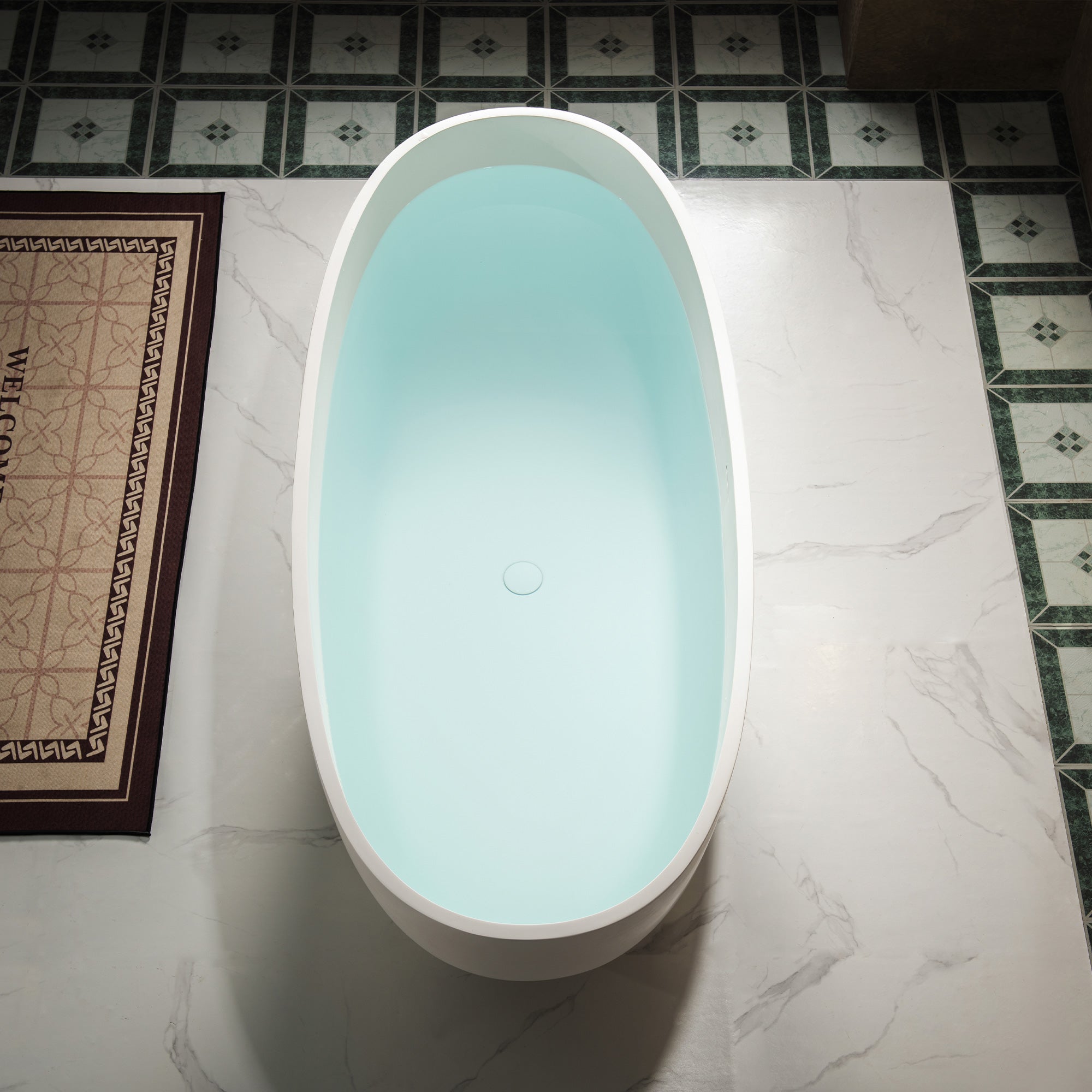 WOODBRIDGE 71"L x 31-1/2" W Luxury Contemporary Solid Surface Stone Resin Freestanding Bathtub in Matte White, MST0805