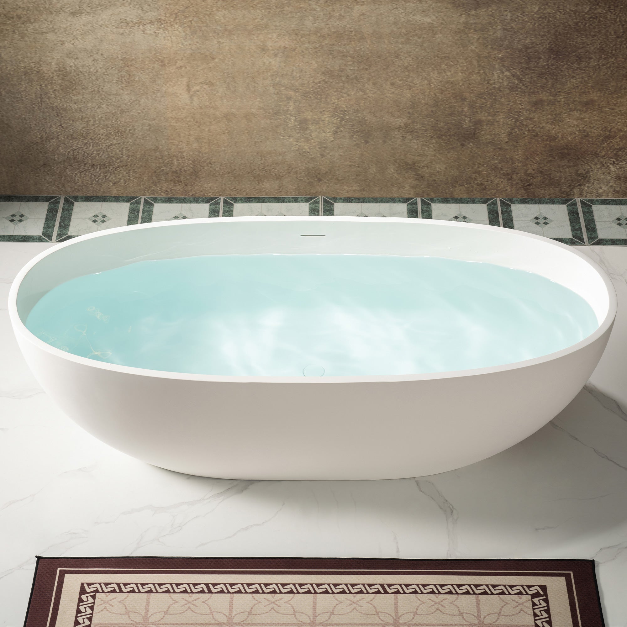 WOODBRIDGE 71"L x 31-1/2" W Luxury Contemporary Solid Surface Stone Resin Freestanding Bathtub in Matte White, MST0805
