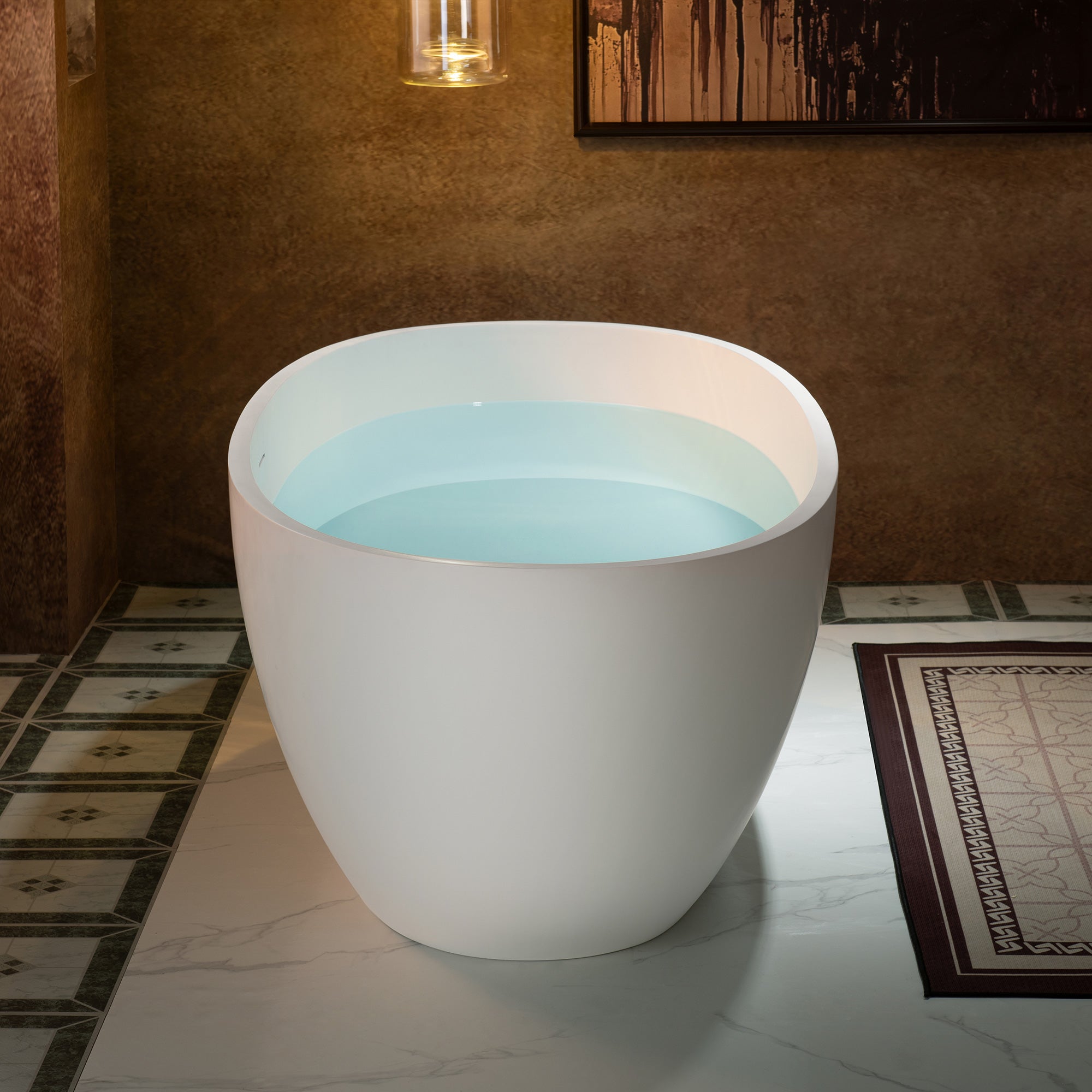 WOODBRIDGE 71"L x 31-1/2" W Luxury Contemporary Solid Surface Stone Resin Freestanding Bathtub in Matte White, MST0805
