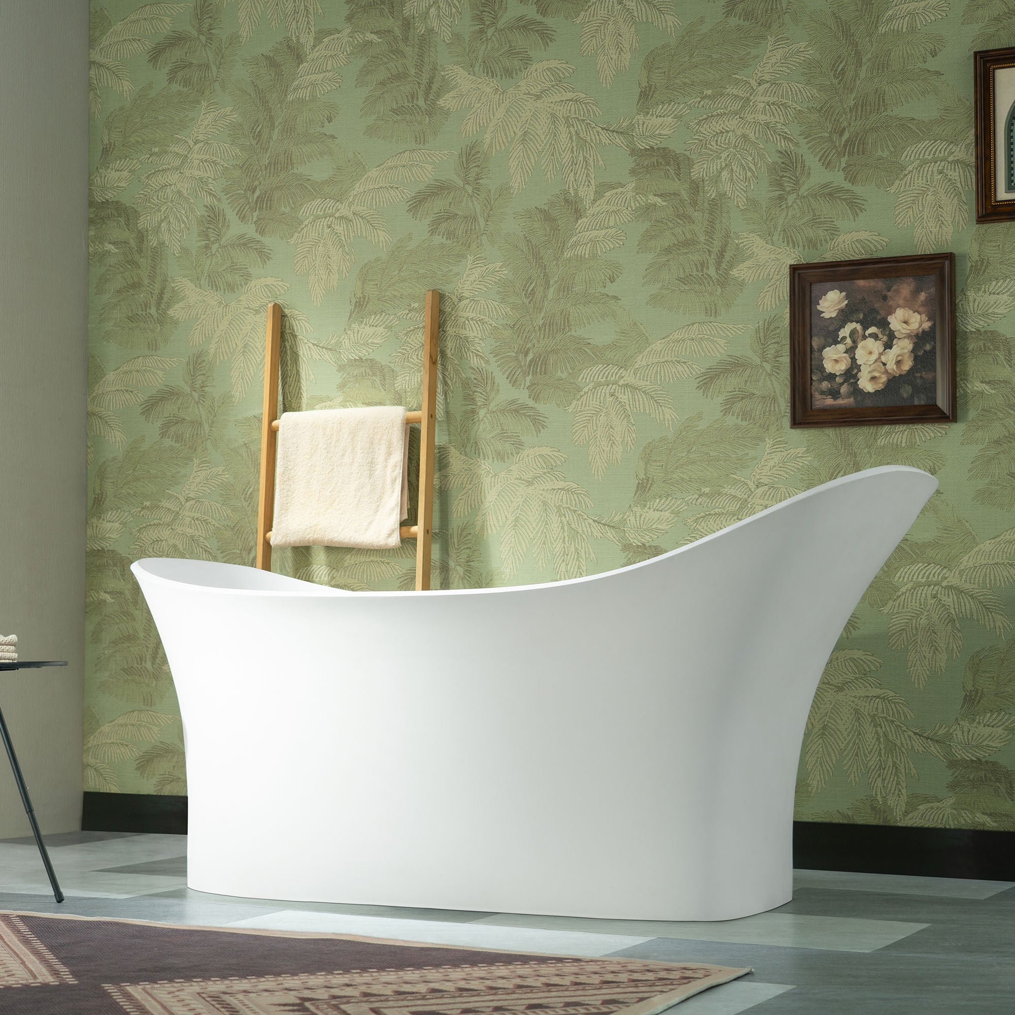 WOODBRIDGE 71"L x 31-1/2" W Luxury Contemporary Solid Surface Stone Resin Freestanding Bathtub in Matte White, MST0806
