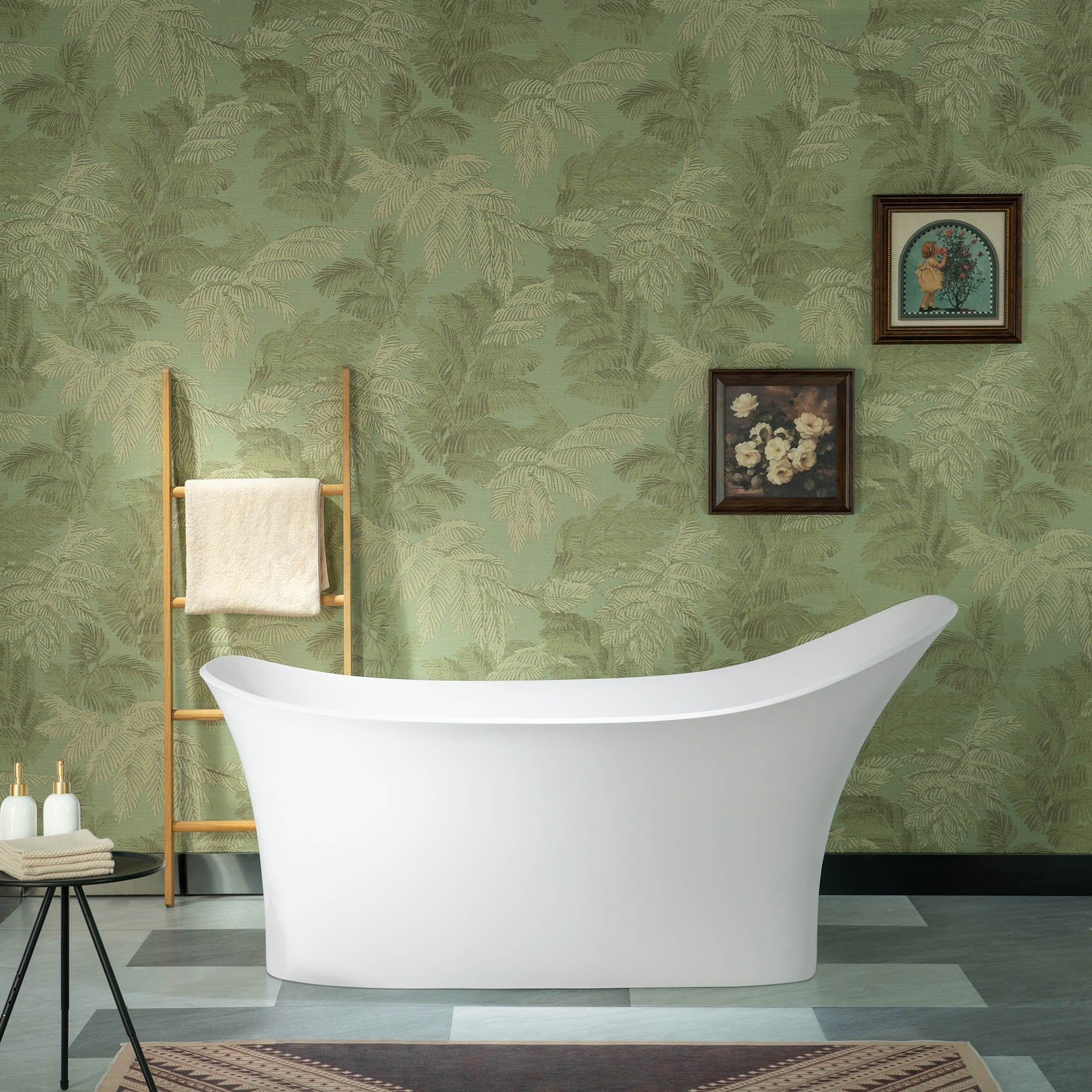 WOODBRIDGE 71"L x 31-1/2" W Luxury Contemporary Solid Surface Stone Resin Freestanding Bathtub in Matte White, MST0806