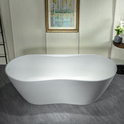 WOODBRIDGE 71"L x 31-1/2" W Luxury Contemporary Solid Surface Stone Resin Freestanding Bathtub in Matte White, MST0808