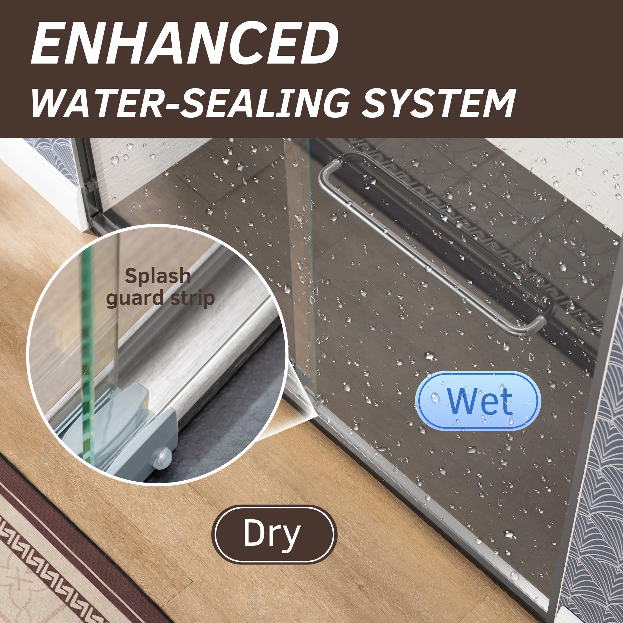WOODBRIDGE Double Sliding Shower Door 56-60" Width x 72"Height with 1/4"(6mm) Clear Tempered Glass