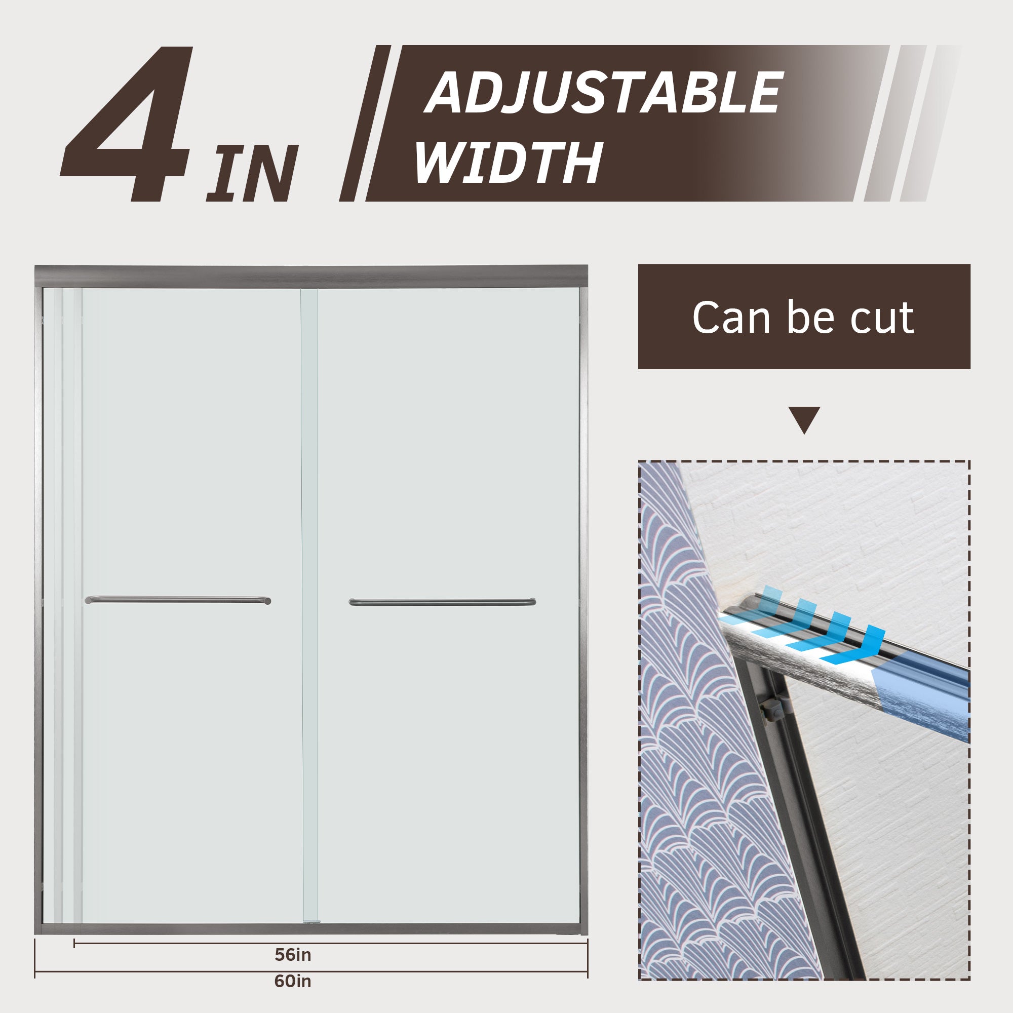 WOODBRIDGE Double Sliding Shower Door 44-48" Width x 72"Height with 1/4"(6mm) Clear Tempered Glass
