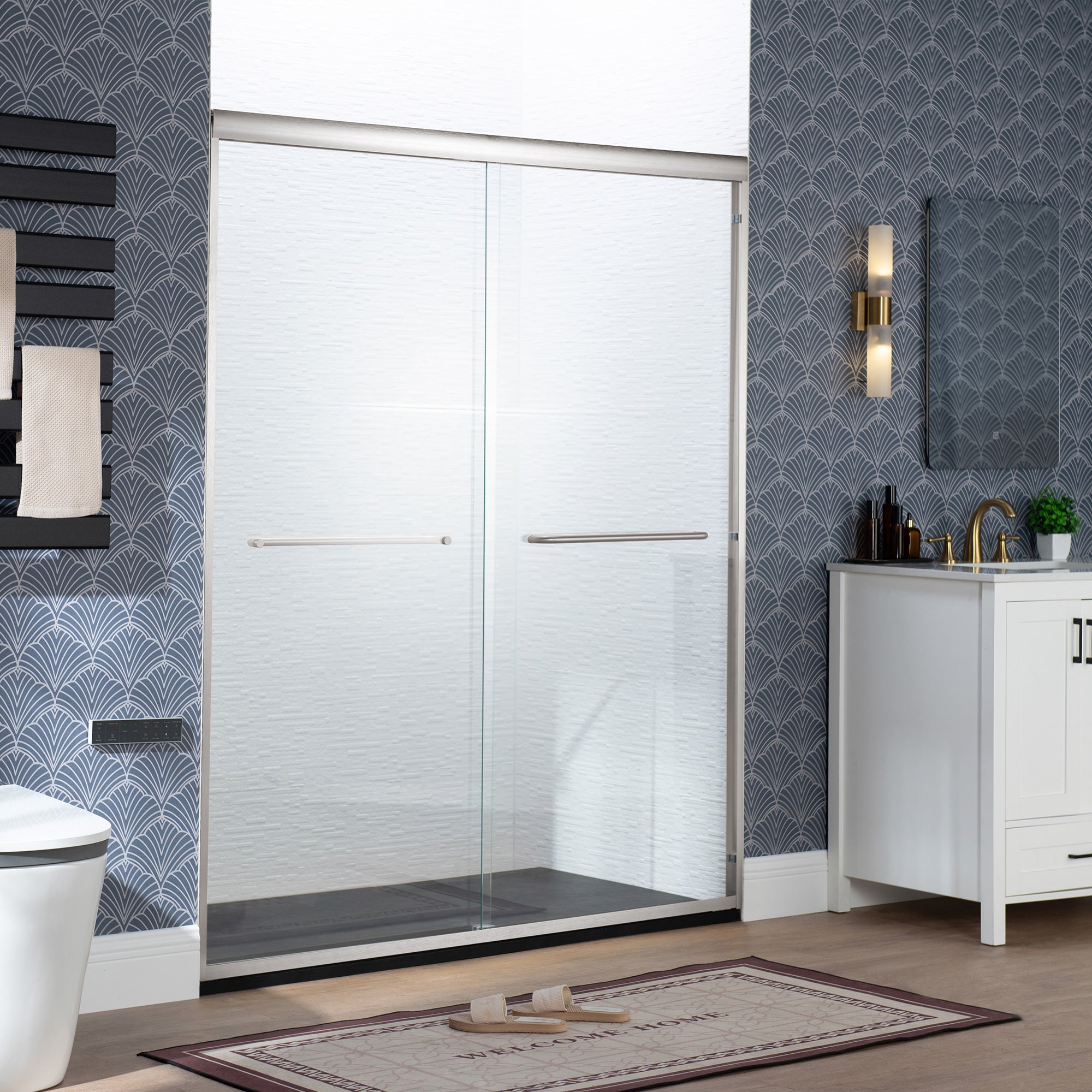 WOODBRIDGE Double Sliding Shower Door 44-48" Width x 72"Height with 1/4"(6mm) Clear Tempered Glass