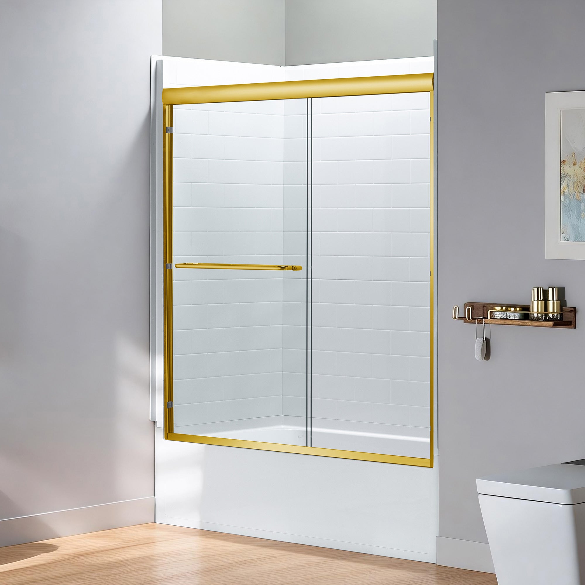 WOODBRIDGE Double Sliding Tub Door 56-60" Width x 60"Height with 1/4"(6mm) Clear Tempered Glass