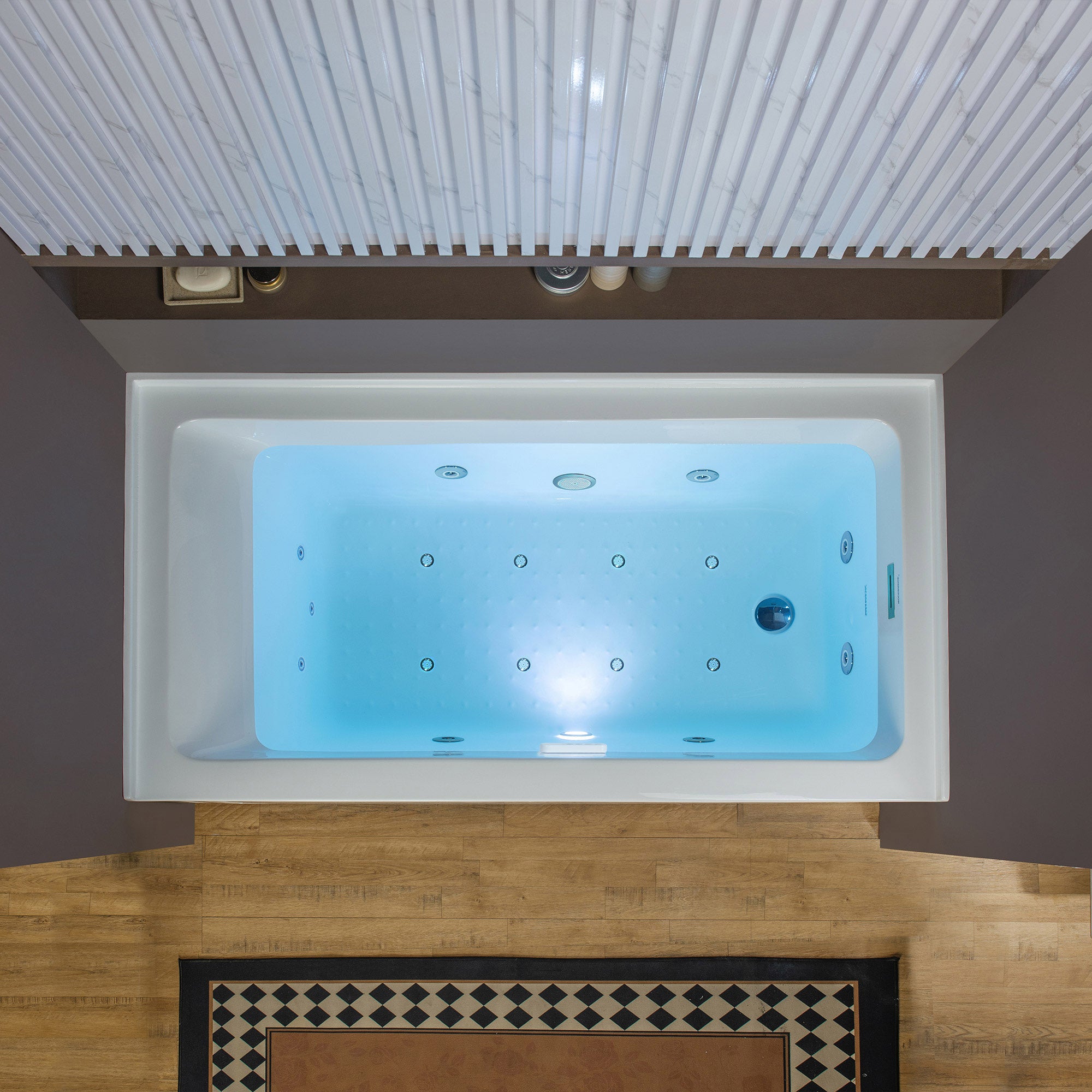 WOODBRIDGE 60" x 32" Alcove Acrylic Rectangular Whirlpool and Air Heated Tub in White with right Drain, Polished Chrome Finish Trim and Drain Kit Included, DF631-R-CH01