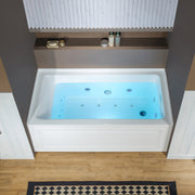 WOODBRIDGE 60" x 32" Alcove Acrylic Rectangular Whirlpool and Air Heated Tub in White with right Drain, Polished Chrome Finish Trim and Drain Kit Included, DF631-R-CH01