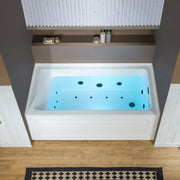 WOODBRIDGE 60" x 32" Alcove Acrylic Rectangular Whirlpool and Air Heated Tub in White with right Drain, Matte Black Finish Trim and Drain Kit Included, DF631-R-MB02