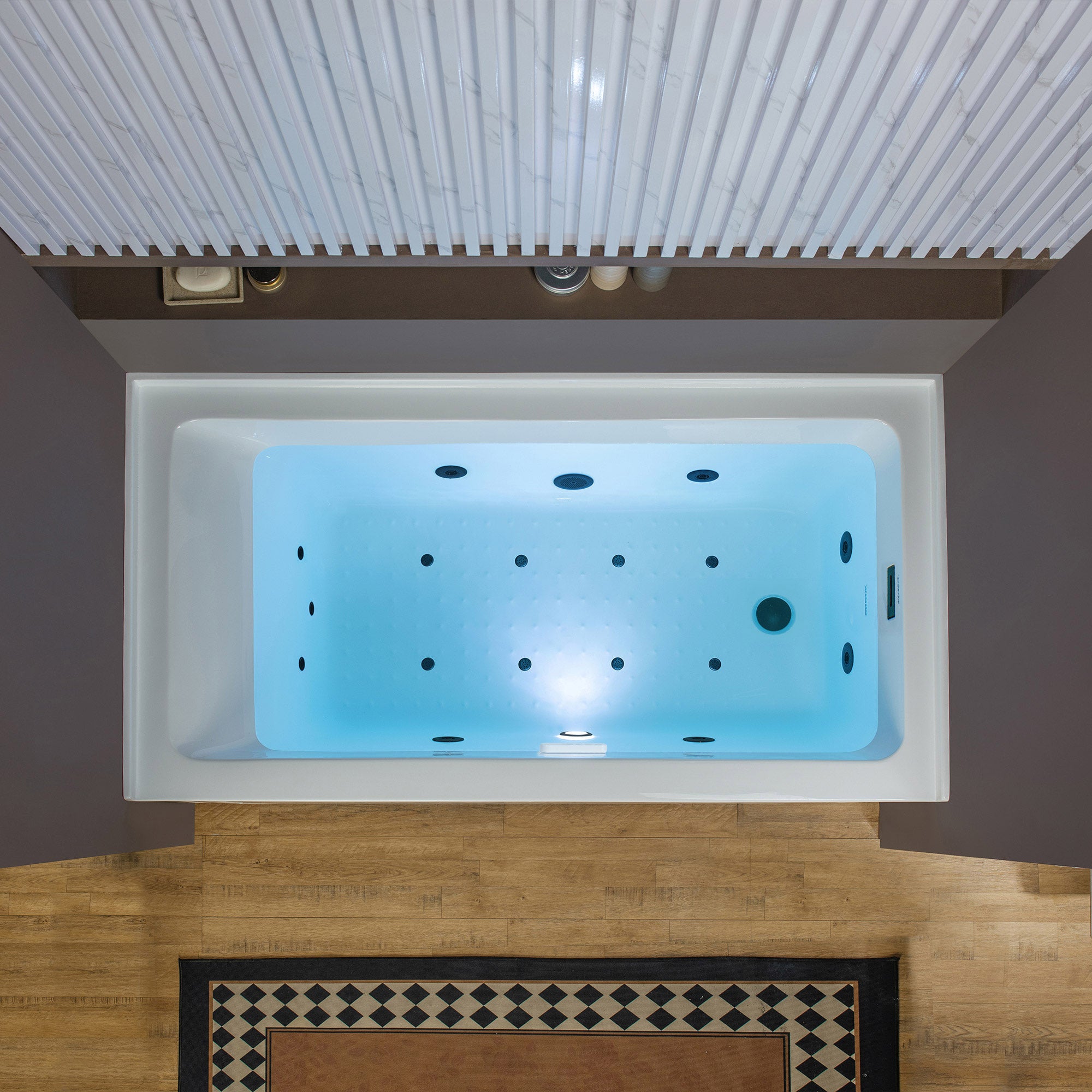 WOODBRIDGE 60" x 32" Alcove Acrylic Rectangular Whirlpool and Air Heated Tub in White with right Drain, Matte Black Finish Trim and Drain Kit Included, DF631-R-MB02