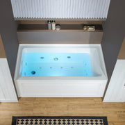 WOODBRIDGE 60" x 30" Alcove Acrylic Rectangular Whirlpool and Air Heated Tub in White with Left Drain, Polished Chrome Finish Trim and Drain Kit Included, DF501-L-CH01