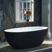 WOODBRIDGE 61" L x 30-3/4" W Luxury Contemporary Solid Surface Stone Resin Freestanding Bathtub in Matte Black?White?