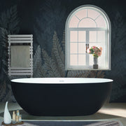 WOODBRIDGE 66-1/8" L x 30-3/4" W Luxury Contemporary Solid Surface Stone Resin Freestanding Bathtub in Matte Black?White?