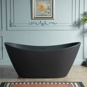 WOODBRIDGE 67 in. x 31.5 in. Stone Resin Luxury Contemporary Solid Surface Freestanding Bathtub in Matte Black