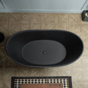 WOODBRIDGE 59 in. x 29.13 in. Stone Resin Luxury Contemporary Solid Surface Freestanding Bathtub in Matte Black