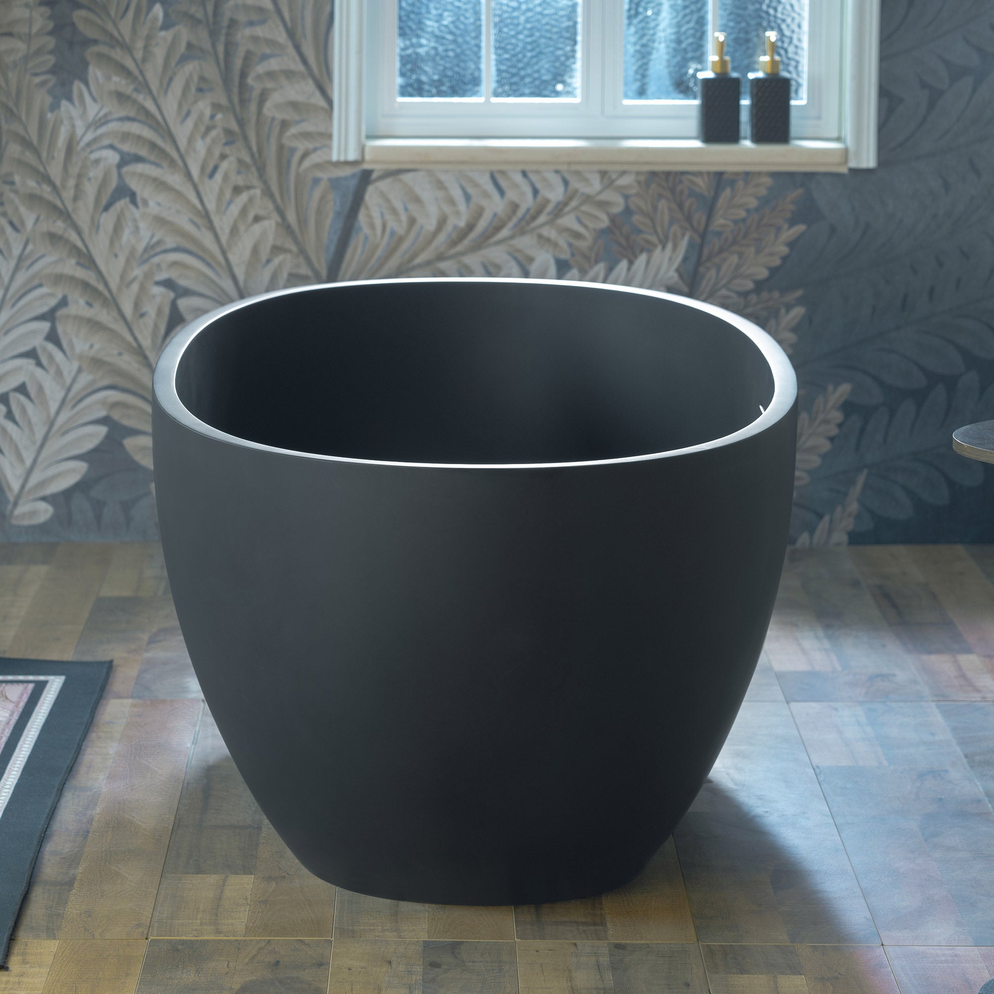 WOODBRIDGE 61" L x 30-3/4" W Luxury Contemporary Solid Surface Stone Resin Freestanding Bathtub in Matte Black