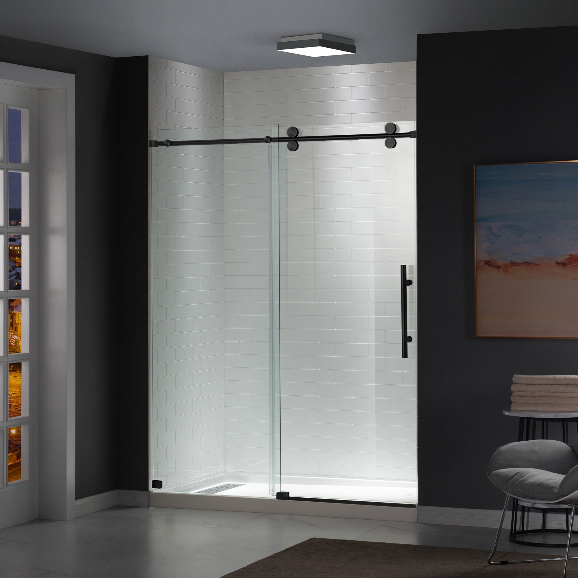 WOODBRIDGE Frameless Shower Doors 66-72" Width x 76"Height with 5/16"(8mm) Clear Tempered Glass