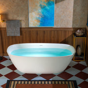 WOODBRIDGE 66-7/8" L x 32-5/8" W Luxury Contemporary Solid Surface Stone Resin Freestanding Bathtub in Matte White