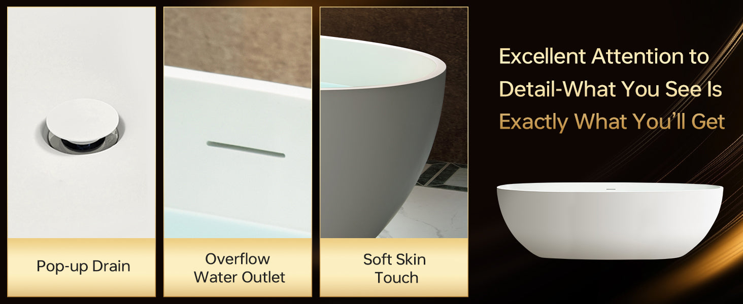 WOODBRIDGE 71"L x 31-1/2" W Luxury Contemporary Solid Surface Stone Resin Freestanding Bathtub in Matte White, MST0805