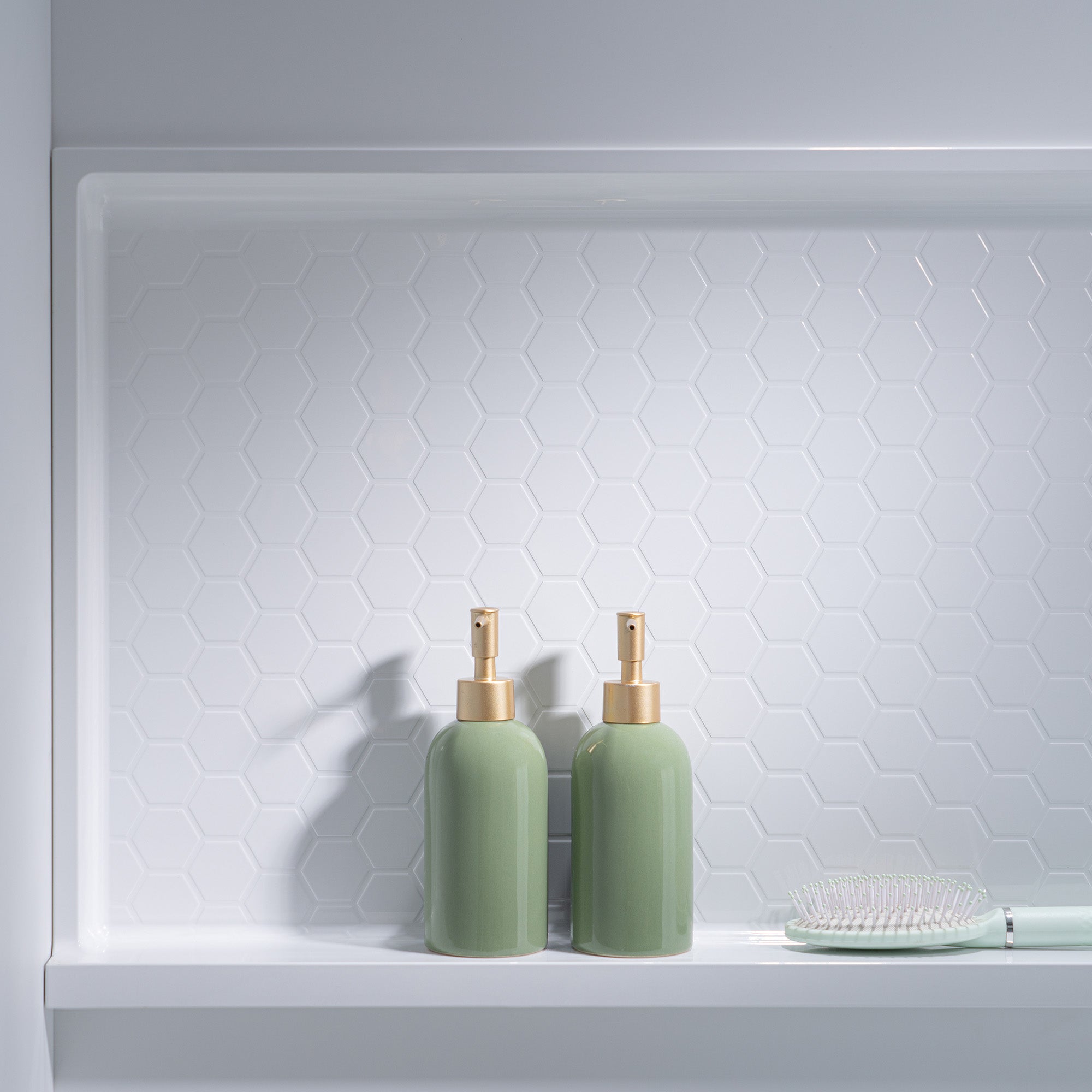 WOODBRIDGE 60"W  x  32"D  x  64"H 4-Piece Solid Surface Shower Wall Panels, Matte White, Easy to Install, BWP-6032-MW64