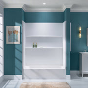 WOODBRIDGE 60"W  x  32"D  x  64"H 4-Piece Solid Surface Shower Wall Panels, Matte White, Easy to Install, BWP-6032-MW64