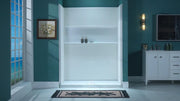WOODBRIDGE 60"W × 32"D × 77"H 4-Piece Solid Surface Shower Wall Panels, Marble Pattern, Easy to Install, ASNP-6032-CW77