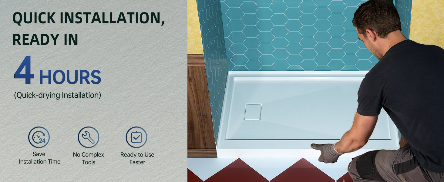 WOODBRIDGE 60 in. x 32 in. Solid Surface Shower Pan Base in White, Alcove Installation with Left Drain, Slip-Resistant & Mold-Resistant