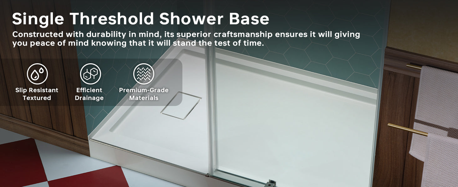 WOODBRIDGE 60 in. x 32 in. Solid Surface Shower Pan Base in White, Alcove Installation with Left Drain, Slip-Resistant & Mold-Resistant