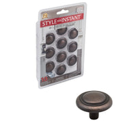 Hardware Resources 1-1/4" Diameter Brushed Oil Rubbed Bronze Button Vienna Cabinet Mushroom Knob