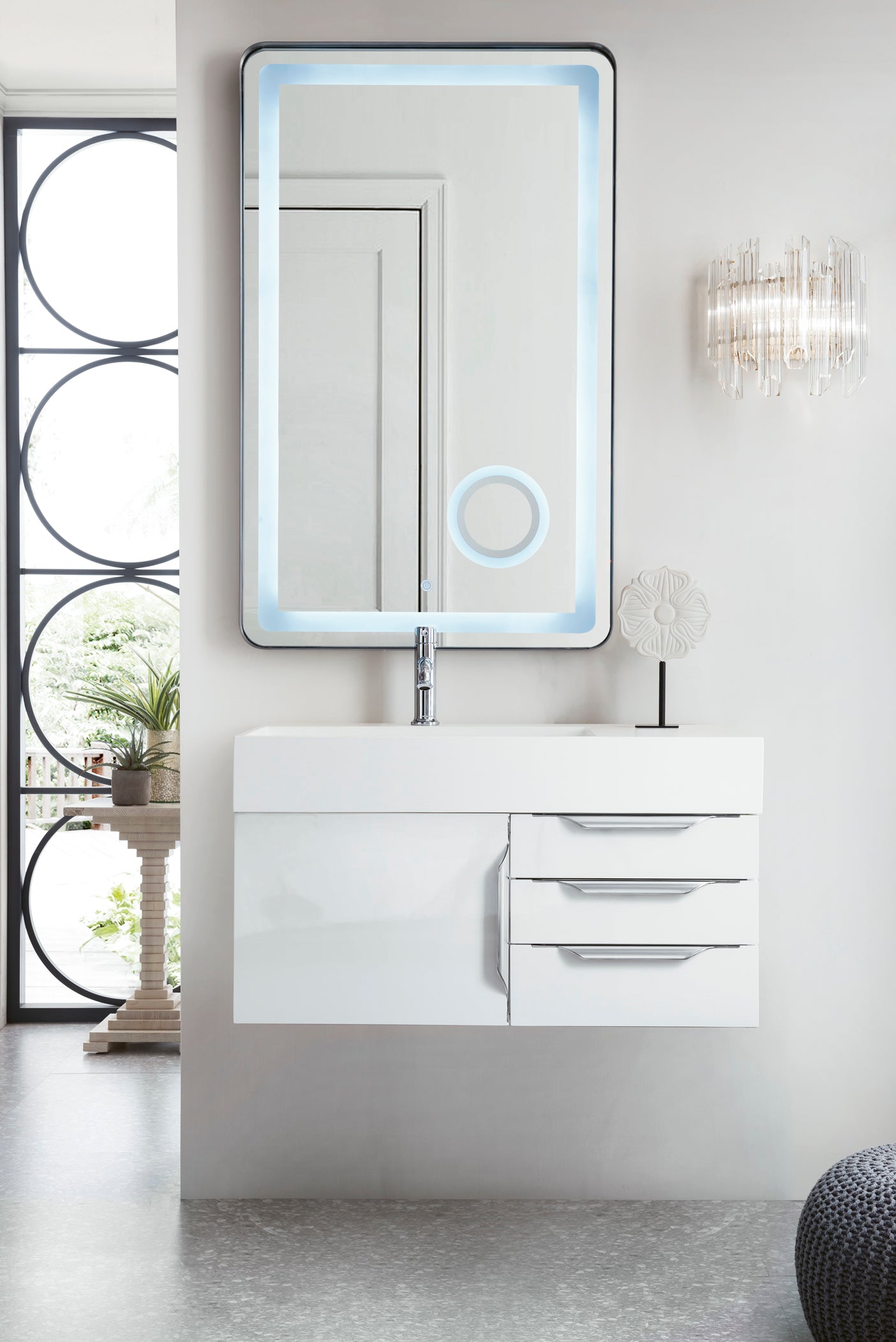 James Martin Columbia 36" Wall Mounted Single Vanity with Mineral Composite Stone Countertop