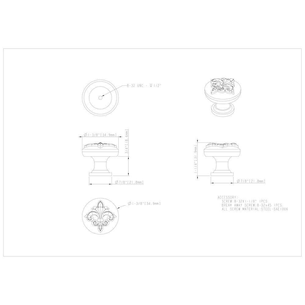 Hardware Resources 1-3/8" Diameter Satin Nickel Lafayette Cabinet Knob