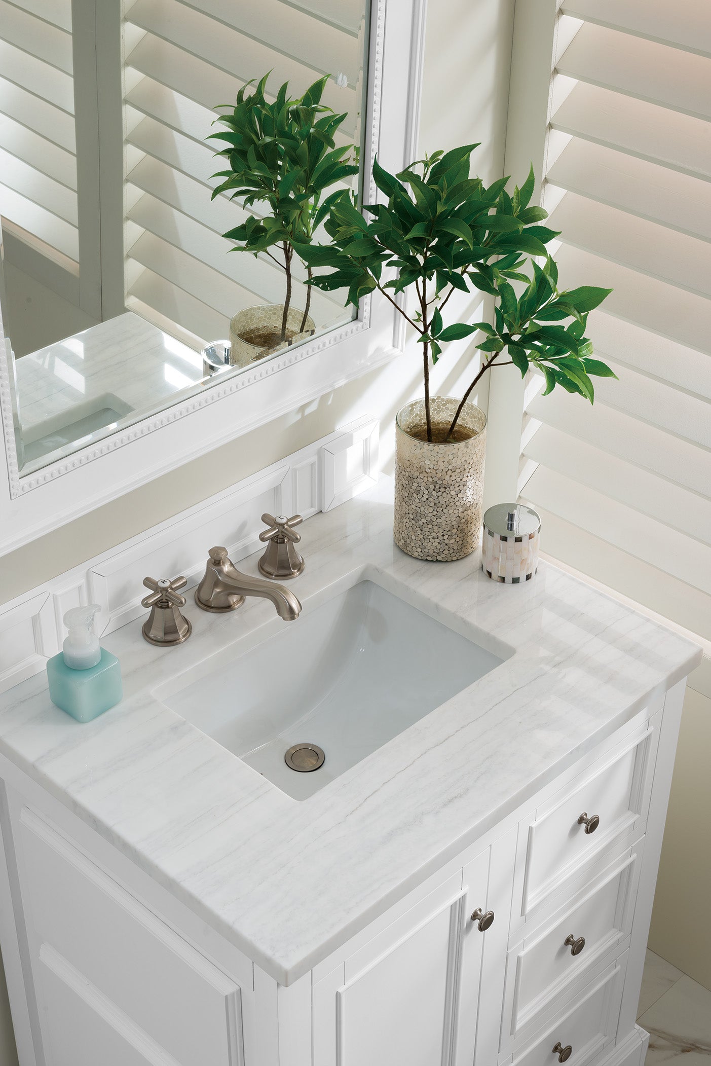 James Martin De Soto 30" Single Vanity in Bright White with 3cm Countertop