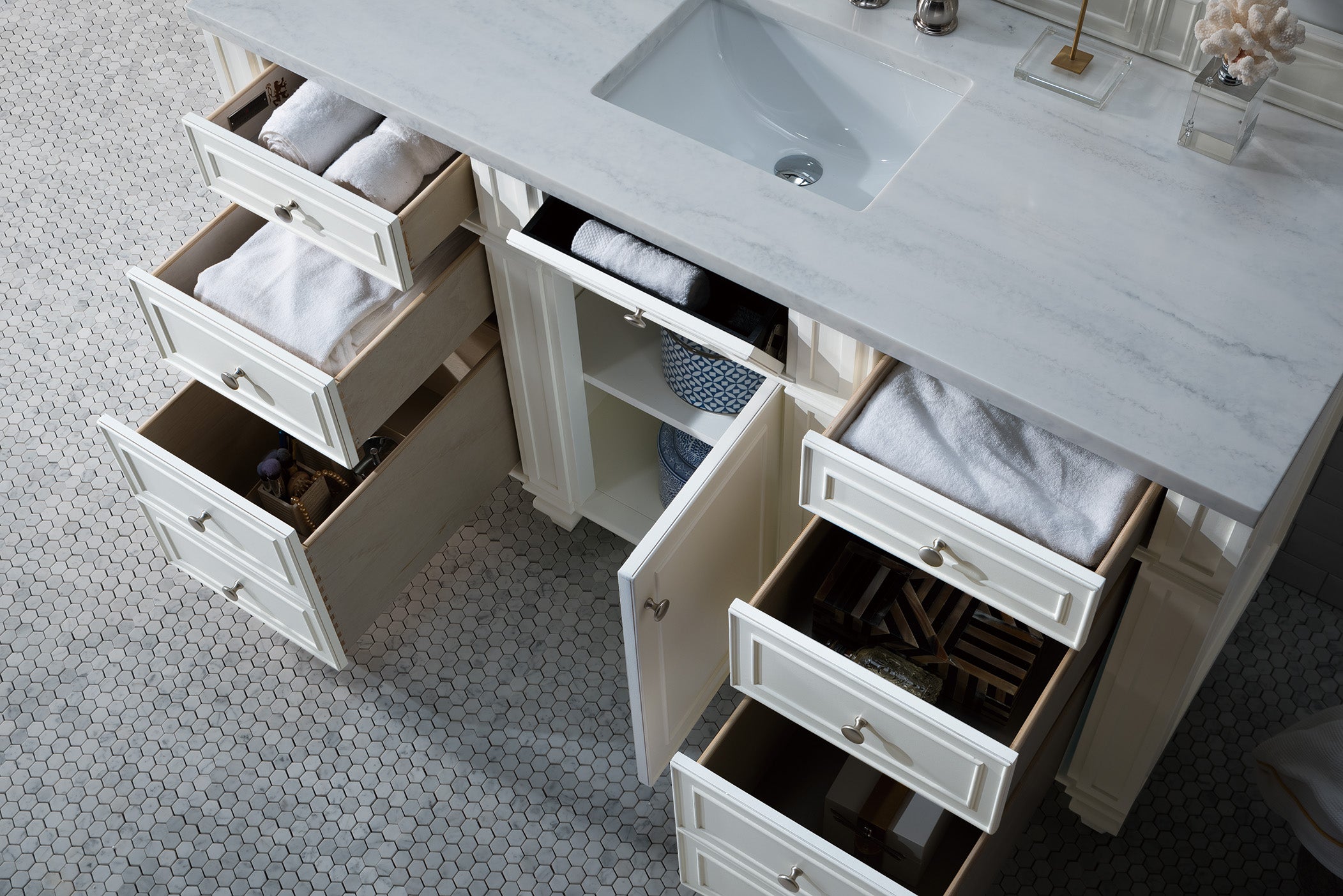 James Martin Bristol 60" Single Vanity in Bright White with 3cm Countertop