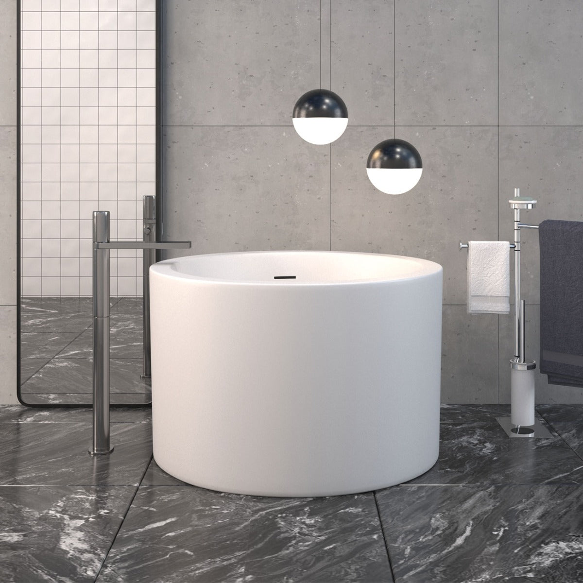 MAIDSTONE Dexton 41 Inch Acrylic Round Japanese Soaking Tub