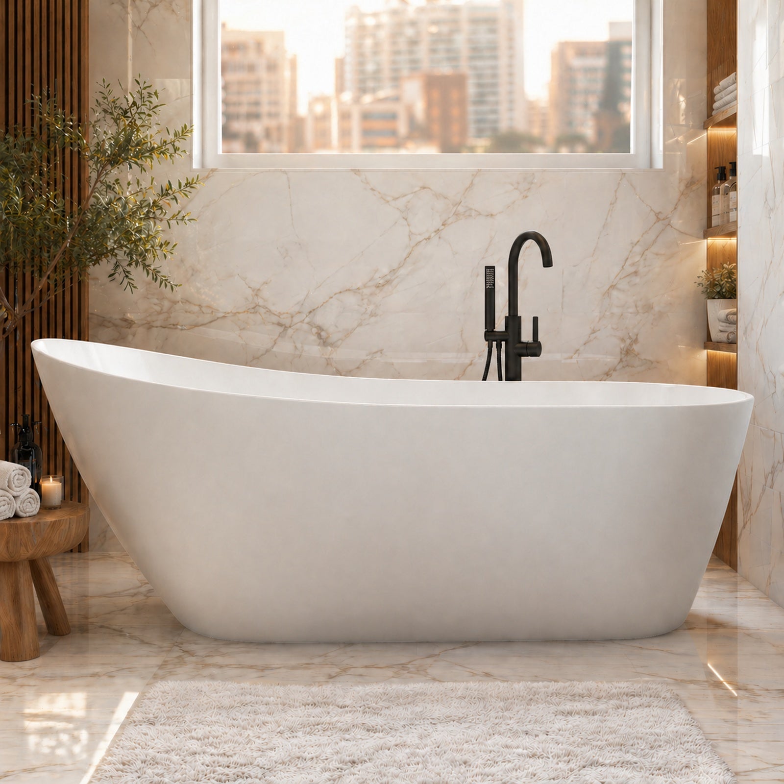 MAIDSTONE Talia Acrylic Slipper Freestanding Tub - No Faucet Drillings
