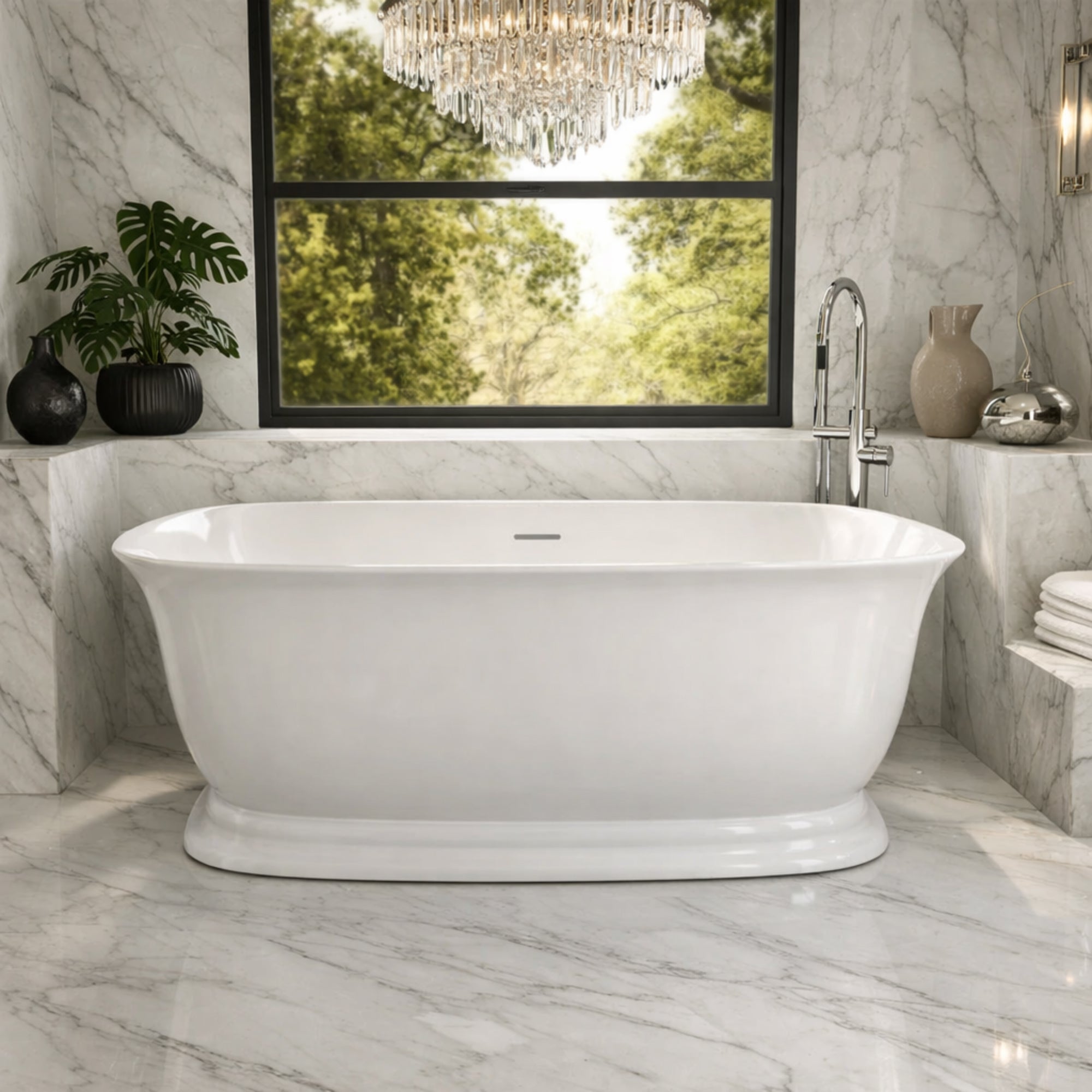 MAIDSTONE Emilia Acrylic Contemporary Double Ended Tub - No Faucet Drilling