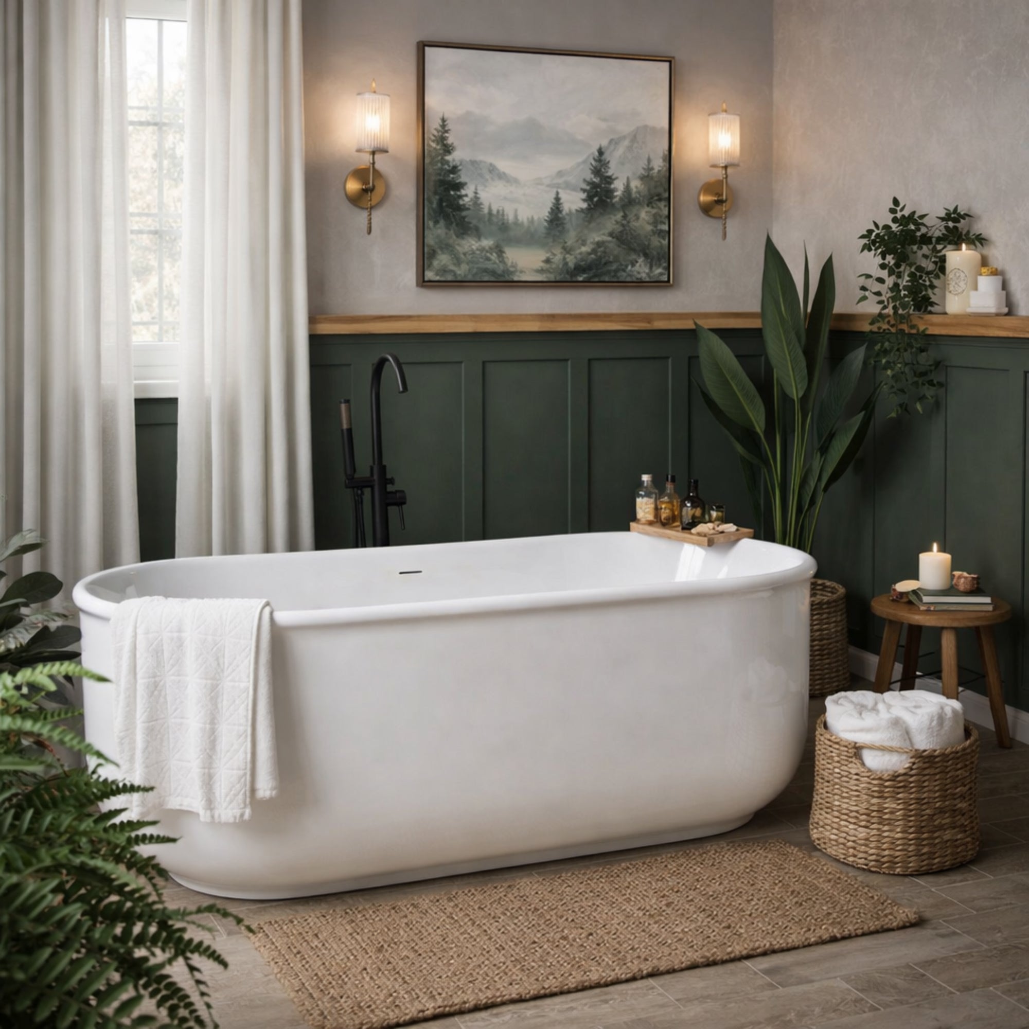MAIDSTONE Janine Acrylic Double Ended Freestanding Tub - No Faucet Drillings