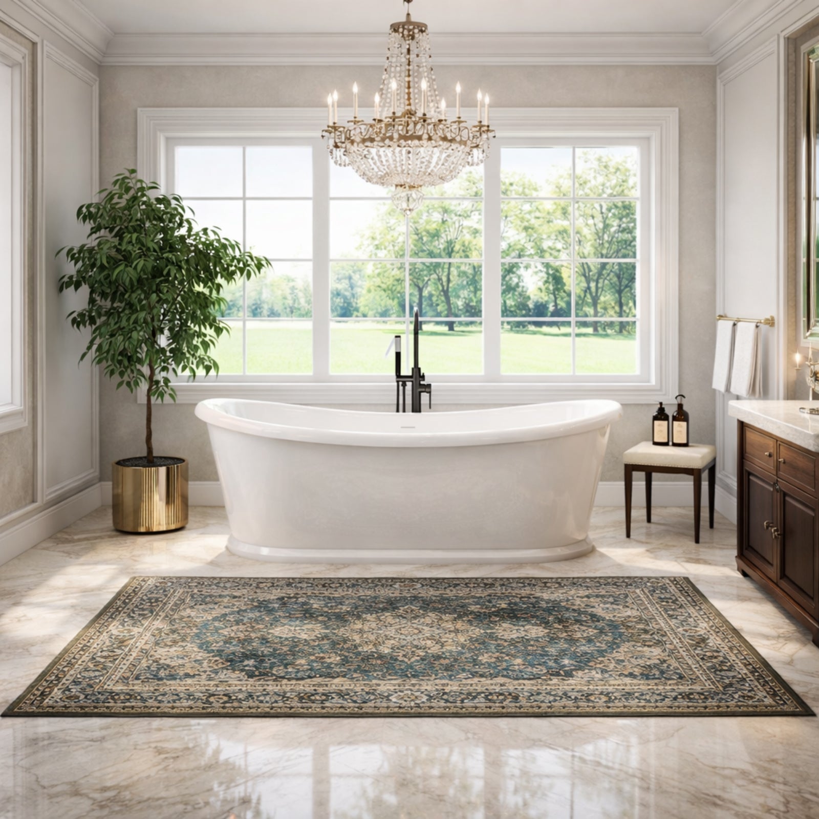 MAIDSTONE Deleanna II 69 Inch Acrylic Double Slipper Freestanding Tub