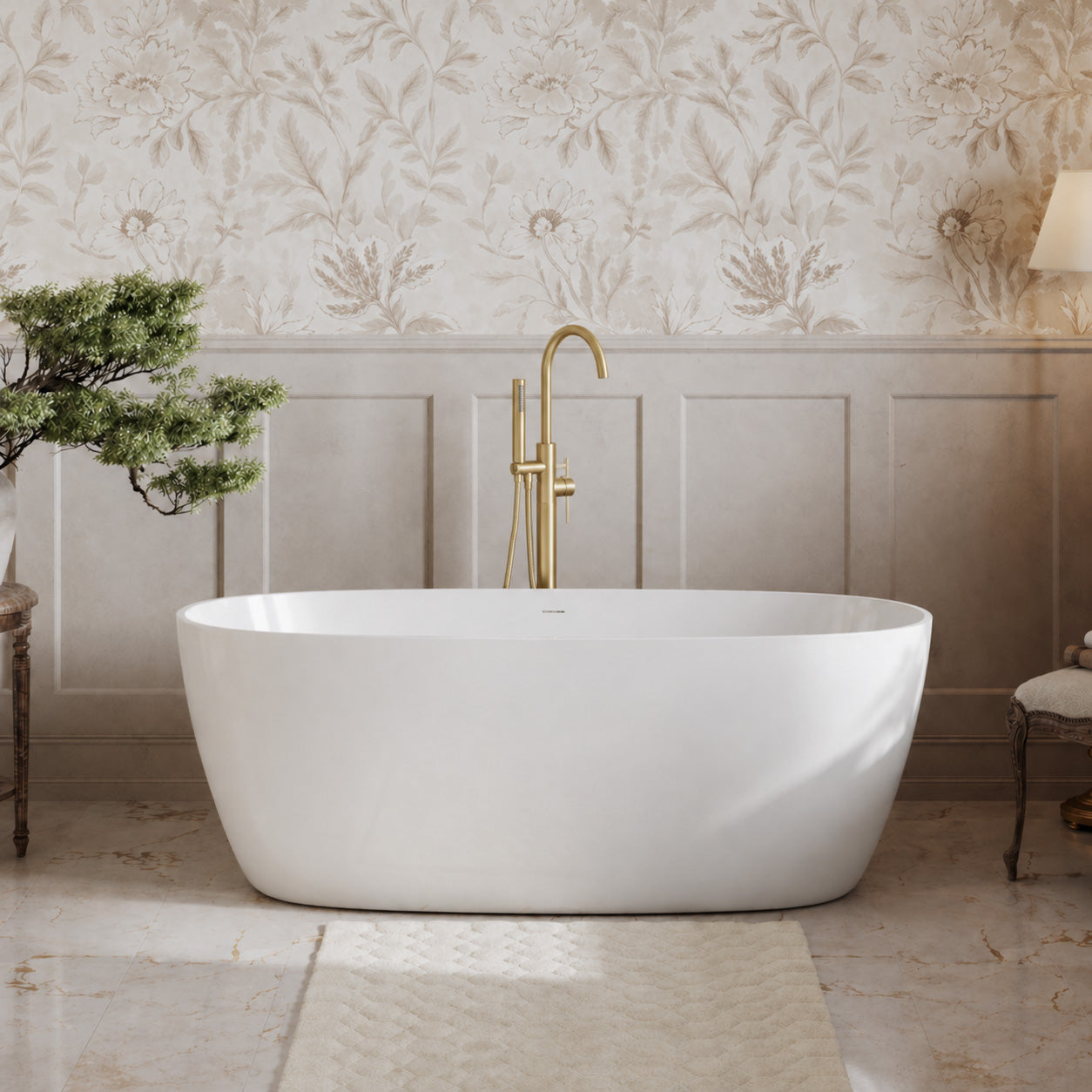 MAIDSTONE Medway Acrylic Double Ended Freestanding Bathtub - No Faucet Drillings