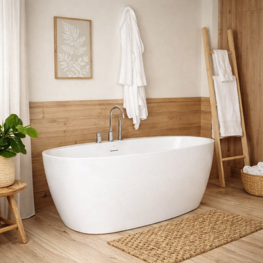 MAIDSTONE Medway Acrylic Double Ended Freestanding Bathtub - No Faucet Drillings