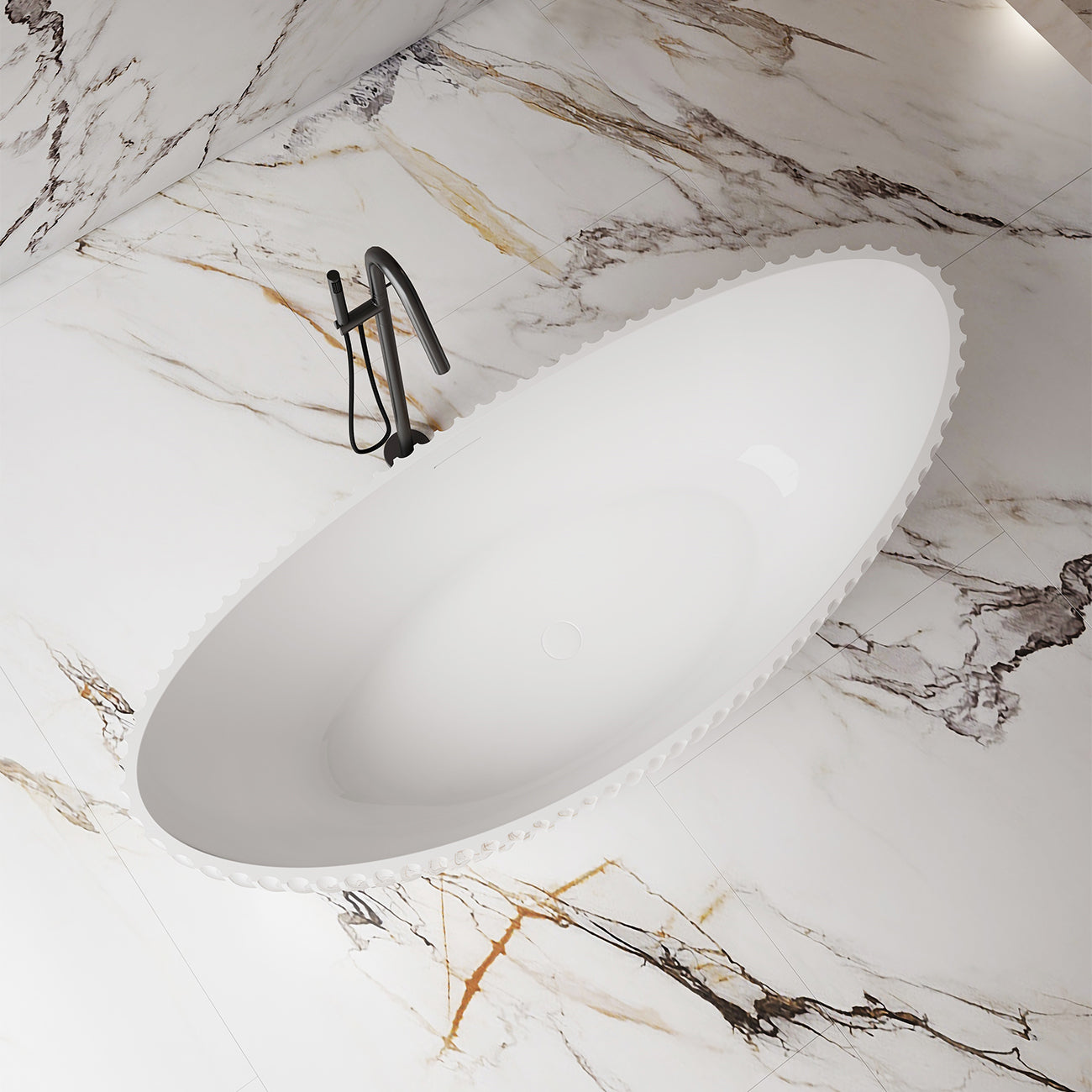 MAIDSTONE Melani Vertical 71 Inch Acrylic Fluted Double Ended Freestanding Tub