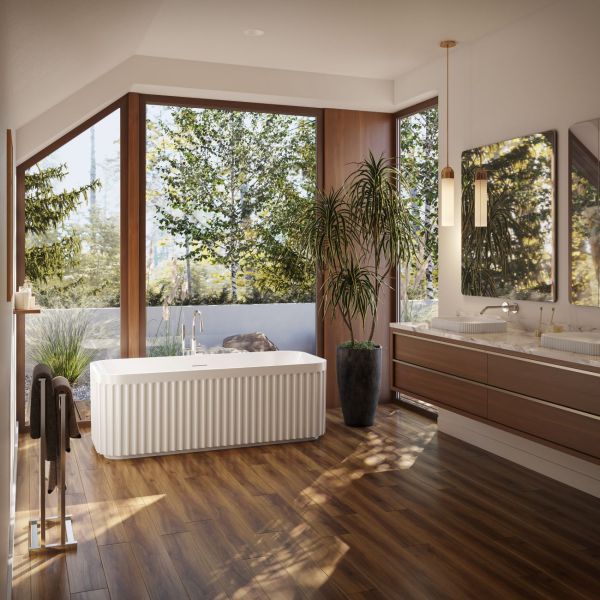 MAIDSTONE Esme Acrylic Fluted Double Ended Freestanding Tub
