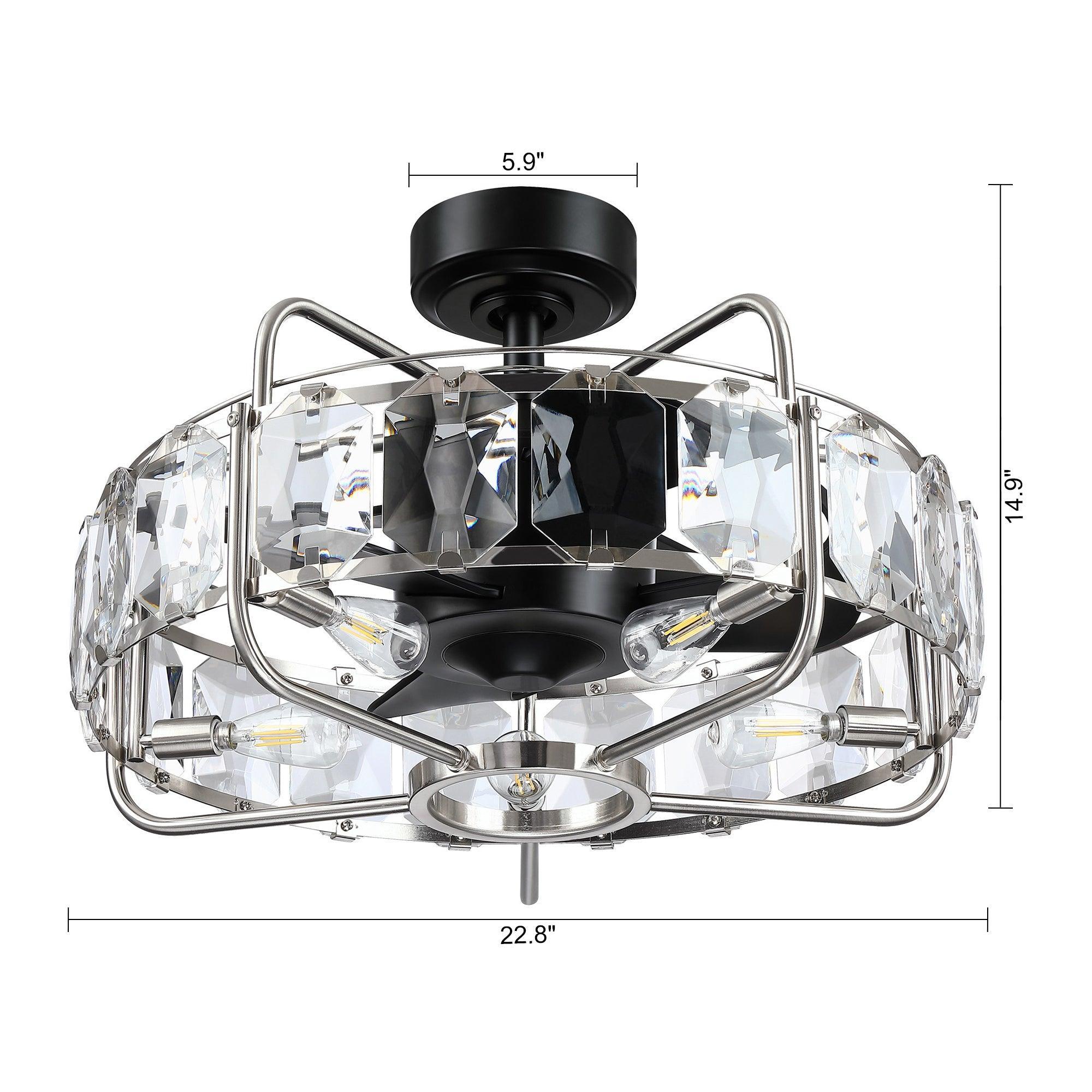 23" Modern DC Motor Downrod Mount Reversible Fandelier Ceiling Fan with Lighting and Remote Control