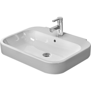 Duravit Happy D.2 25 5/8'' Rectangular Wall Mounted Sink in White with Widespread Faucet Holes and with Overflow
