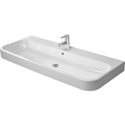 Duravit Happy D.2 47 1/4'' Rectangular Wall Mounted Sink in White with Widespread Faucet Holes and with Overflow