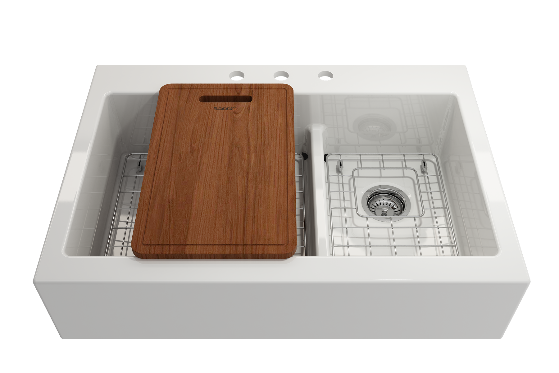 Wooden Cutting Board with handle - Sapele Mahogany Wood; Compatible with 1500, 1501, 1551 and 1604 sinks 2320 0004
