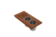 Wood Board with 2 Round Stainless Steel Bowls & Knife Holder F/1616, 1618, 1633 (inner ledge) 2320 0008